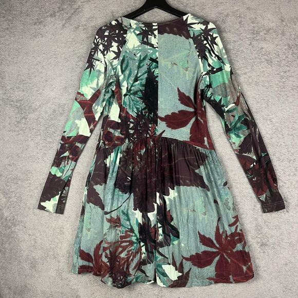 Peruvian Connection Forest Fairy Dress Medium Whimsigoth Boho Artsy Leaf Print - Picture 2 of 10